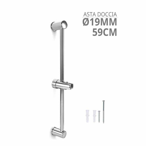 Asta Doccia Saliscendi in uso con il soffione regolabile.