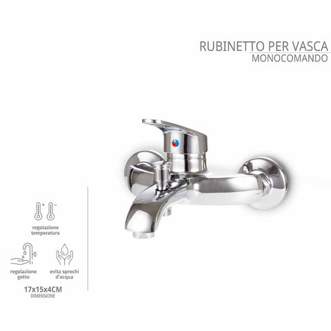 Rubinetto vasca da parete monocomando in uso.
