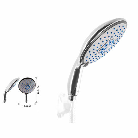 Soffione doccia con le tre diverse opzioni di getto.