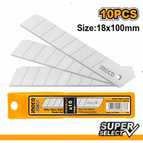 Il set di 10 lame di ricambio Ingco per cutter universale offre prestazioni affidabili e un taglio preciso. Dimensioni: 18 mm.