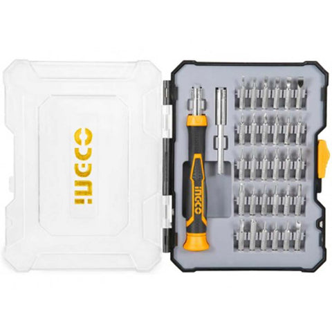 Il set di cacciaviti Ingco include un cacciavite intercambiabile, 30 bit diversi e un manico ergonomico in gomma antiscivolo. Perfetto per lavori di precisione su smartphone e tablet.