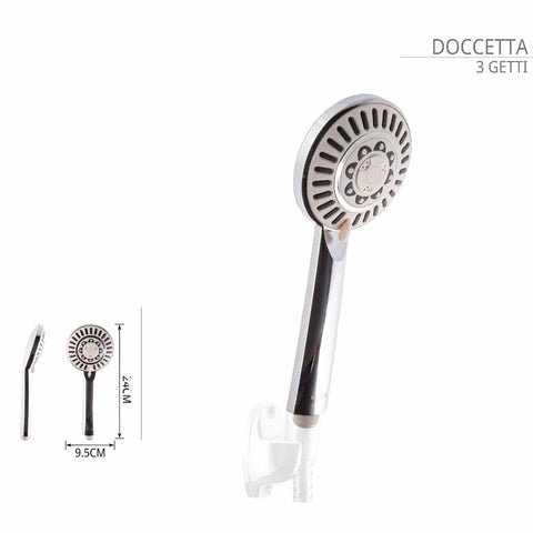 Doccetta Soffione Doccia 3 Getti con le tre diverse opzioni di getto.