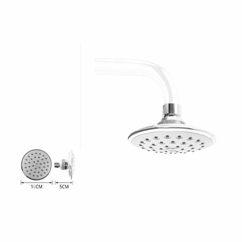 Soffione doccia circolare installato in un bagno moderno.