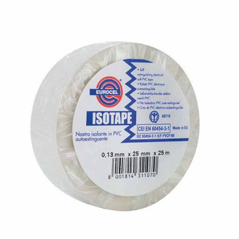 Nastro isolante adesivo bianco applicato su cavi elettrici.