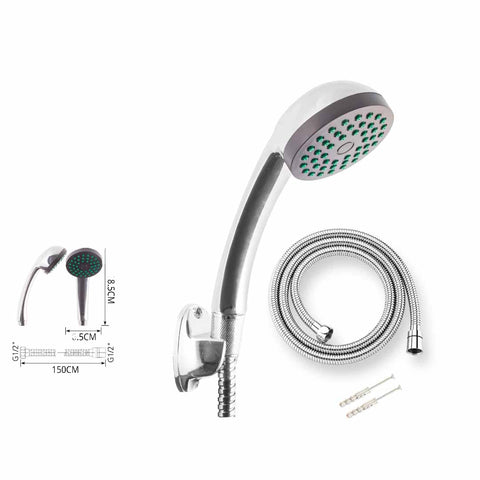 Soffione doccia monogetto semplice installato in un bagno moderno.