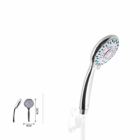 Soffione doccia con le tre diverse opzioni di getto.