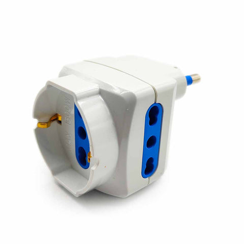 Adattatore salvaspazio 3 prese ( 1 presa schuko, 2 bipasso) 10A/16A 1500 W ARlux