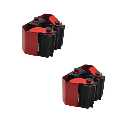 Porta scopa e Mop Adesivo in Acciaio Inox (Rosso) - Organizza Scope e Mop Mocio