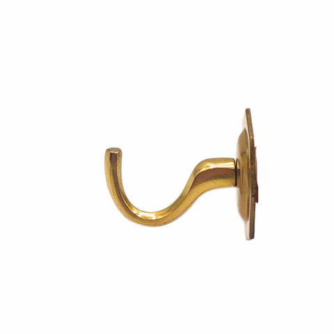 Gancio Appendiabiti in Ottone Elegante Oro Lucido con Inserti di Fissaggio - Finitura Lucida