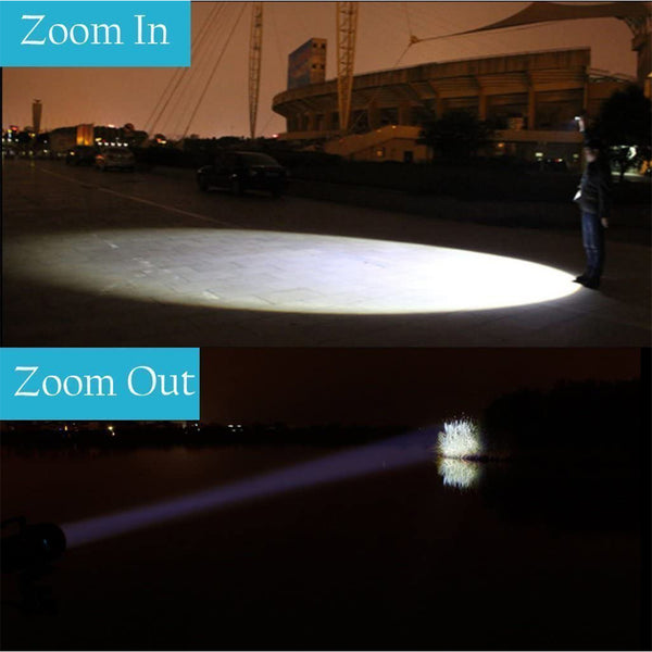Torcia led con zoom regolabile e 4 modalità-sunlux
