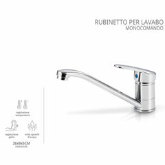 Rubinetto lavabo cucina con canna snodabile in uso.