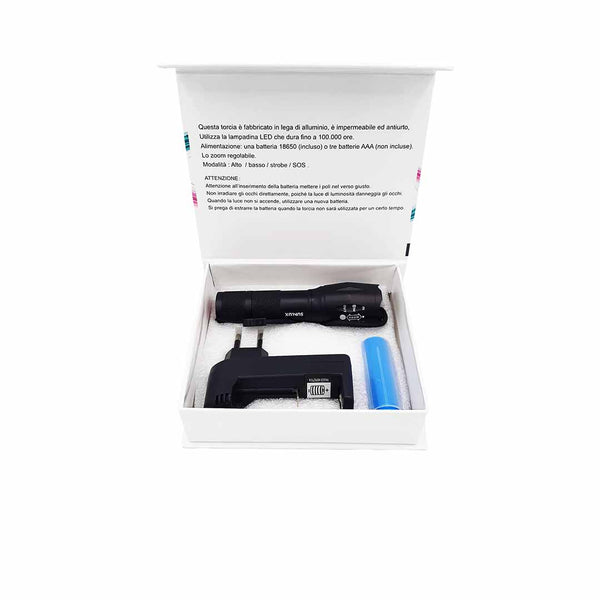 Torcia LED Ricaricabile 2000 Lumen - Impermeabile IP65, Zoomabile, Con 3 Modalità - Foto 3