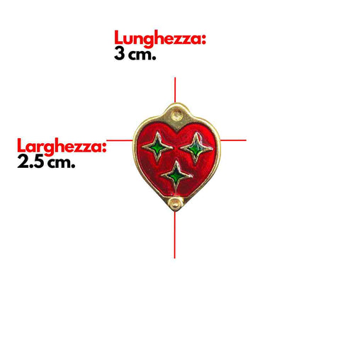 Dimensioni Ganci per Quadri e Cornici Portafoto con Chiodi (Confezione 5 pz.) 'Cuore con Stelle' - Finitura Oro Lucido (Colori Vari)