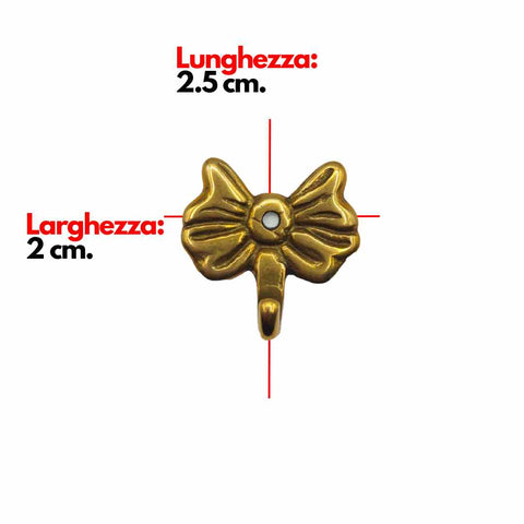 Dimensioni Ganci per Quadri e Cornici Portafoto (Confezione 5 pz.) con Chiodi 'Nastro' - Finitura Lucida Oro 