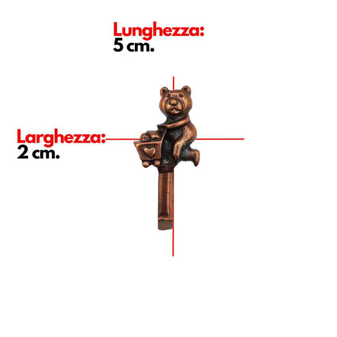 dimensioni Ganci per Quadri e Cornici Portafoto con Chiodi (Confezione 5 pz.) 'Orsetto' - Finitura Lucida (Colori Vari) 