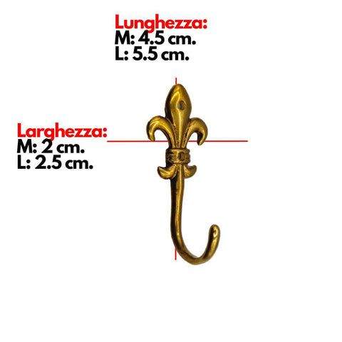 Dimensioni Ganci per Quadri e Cornici Portafoto con Chiodi (Confezione 5 pz.) 'Giglio Grande' - Finitura Lucida (Colori Vari)