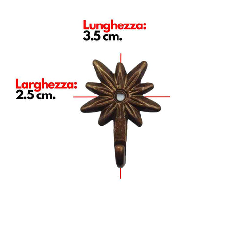 Dimensioni Gancio per quadri e Cornici Portafoto con Chiodi (Confezione 5 pz.) 'Stella Alpina - Finitura Lucida