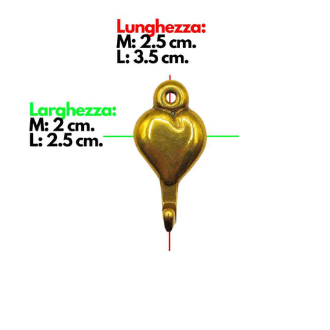 Dimensioni Ganci per Quadri e Cornici Portafoto con Chiodi (Confezione 5 pz.) 'Cuore' - Finitura Lucida (Colori Vari)
