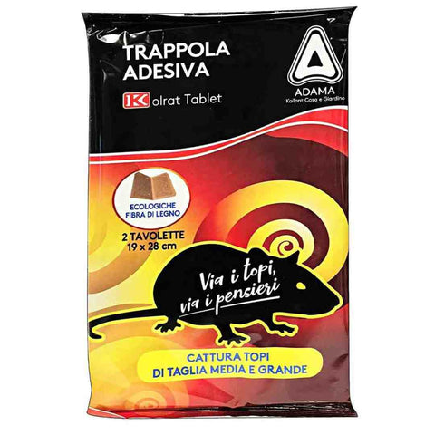 Trappola Adesiva per Topi e Ratti 2 Tavolette (19 x 28 cm.) Ecologiche - Adama