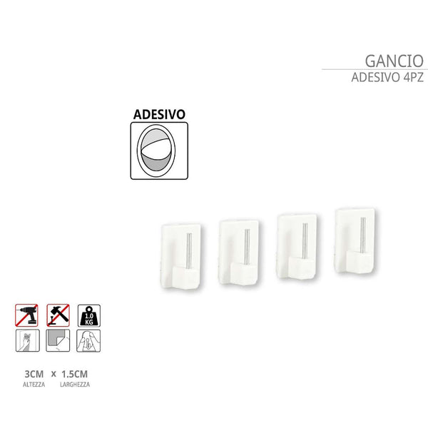 Ganci Adesivi Per Bacchette Tenda - Bianco 10 Pezzi - Foto 14